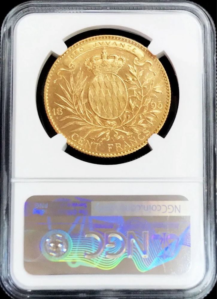 100 франка 1895 Франция Монако NGC PCGS  злато златна монета рядка