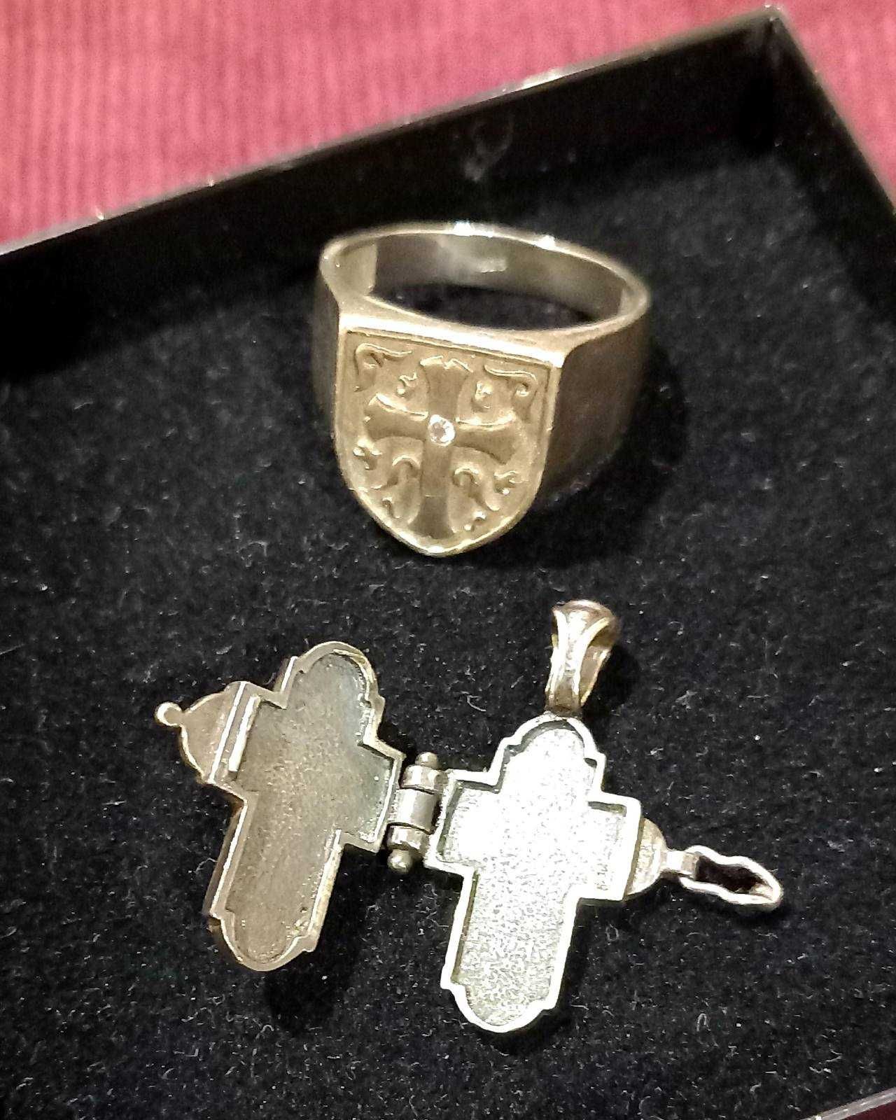 Мъжки пръстен, кръст, гребенче - сребро 925, гривна, колие, табакера