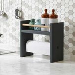 Raft lemn bucatarie 2 in 1 cu suport prosop hartie, organizator