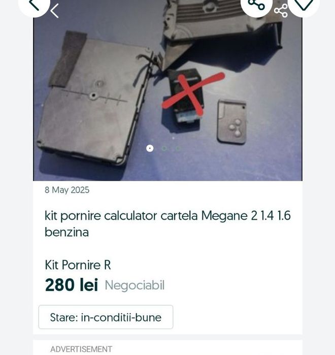 Kit pornire calculator,ceas Renault Megane timonerie usa usi telescop