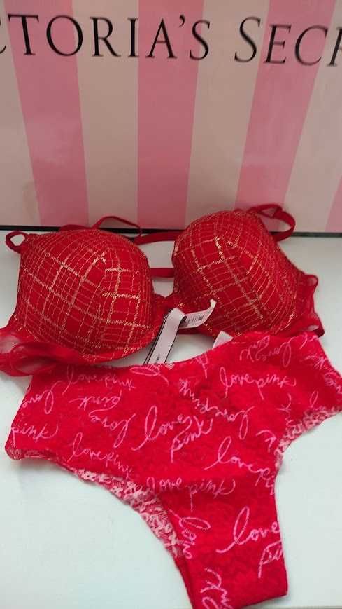Victoria's Secret оригинален нов червен/черен/бял сутиен /комплекти