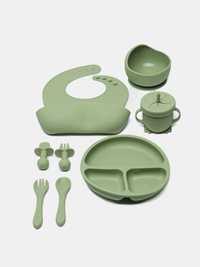 Детский набор посуды, силиконовый  для кормления, 10 предметов