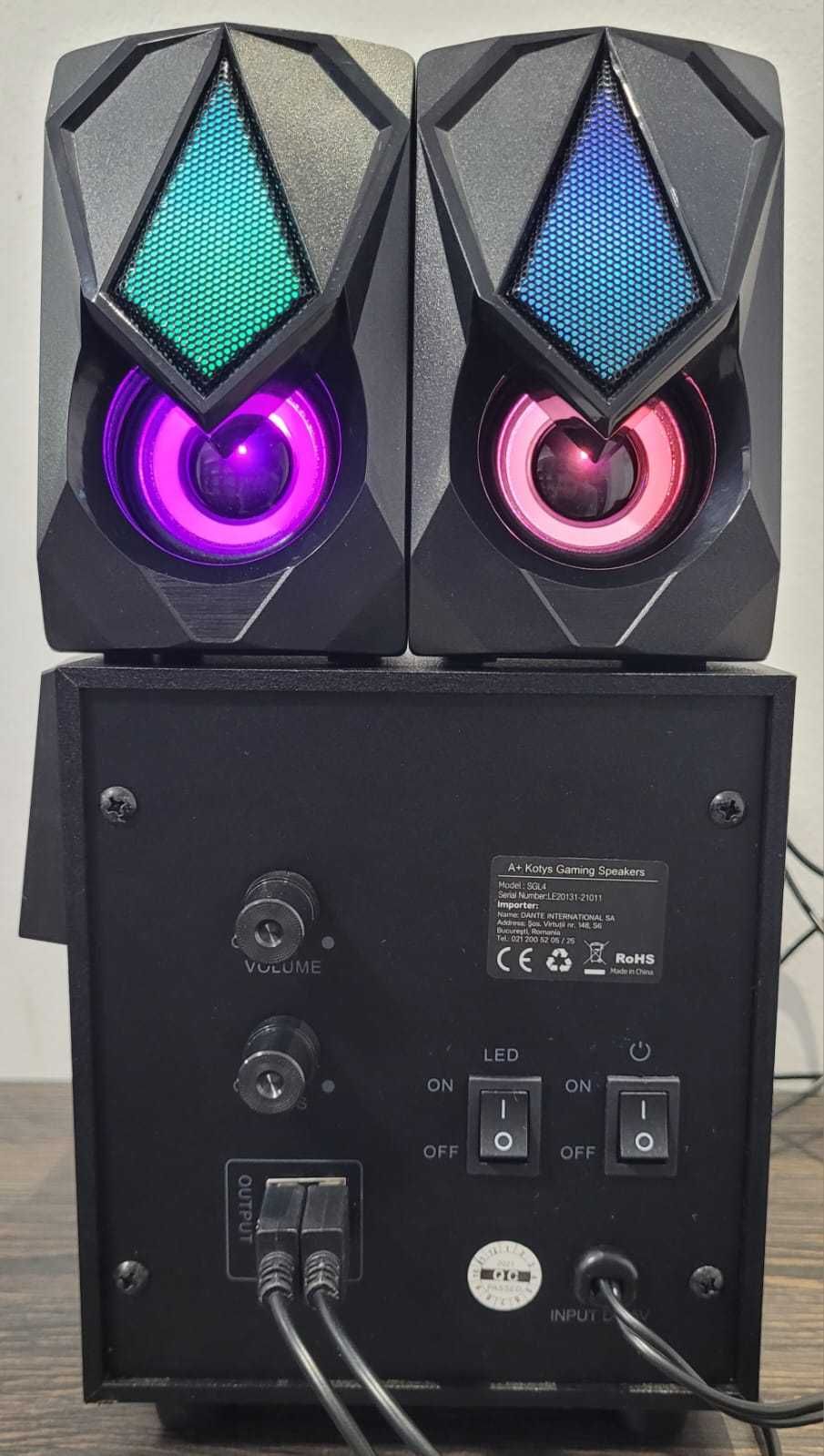 Boxe gaming A+ Kotys, 2.1, Iluminare RGB