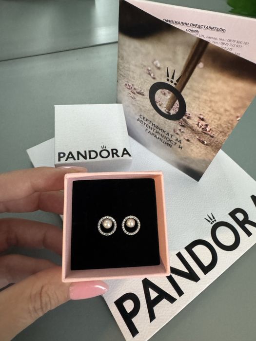 Обеци Pandora Перла на късмета