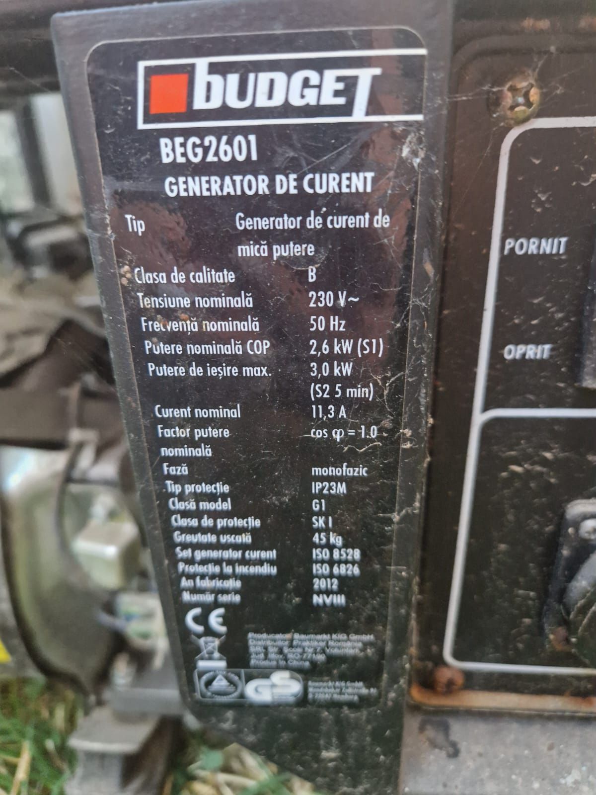 Generator Budget 3 kw, 900 lei negociabil
