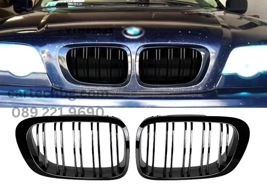 Двойни Решетки BMW E46 KУПЕ – Черен Гланц – Фейслифт