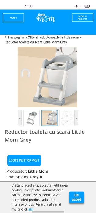 Reductor WC toaleta cu scara Little Mom gri scaun cu scara