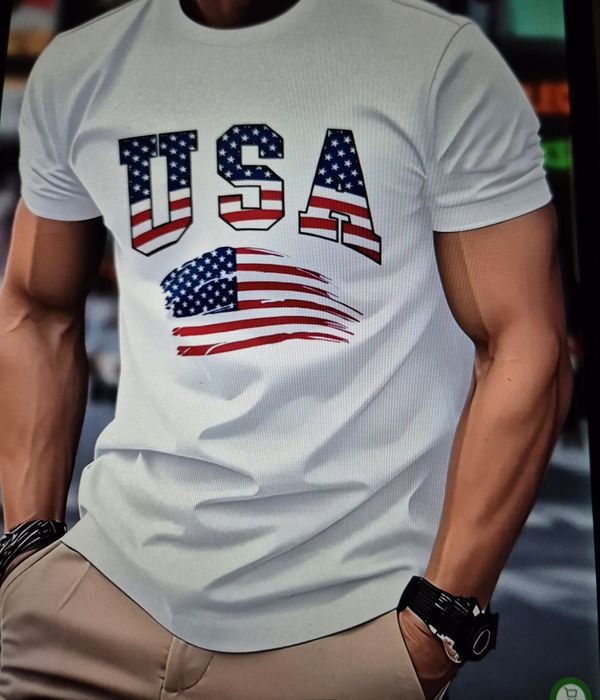 Нова Мъжка Тениска с инциали USA