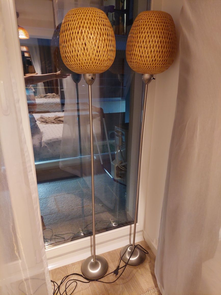 Set lustra și 2 lampadar ikea bambus