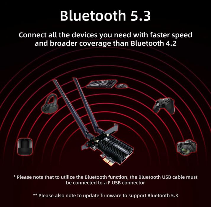 PCIe WiFi Card 2.4G/5G/6GHz PCI Express Wireless + Bluetooth 5.3