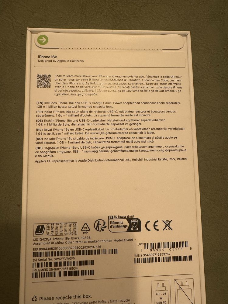 Iphone 16 E -128 ГБ ЧЕРЕН нов
