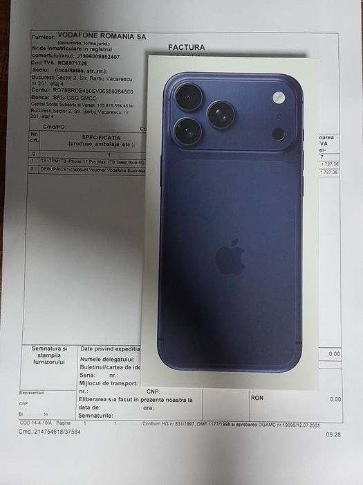 Iphone 17 pro max 1Tb Nou, sigilat