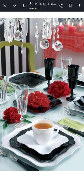 Pachet 2 x serviciu de masa  Luminarc Authentic, Alb/Negru