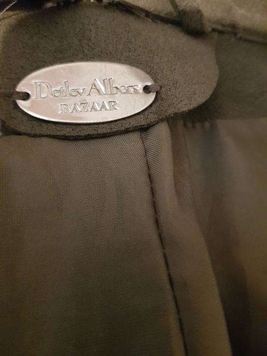 Costum verde kaki din piele intoarsa naturala XS