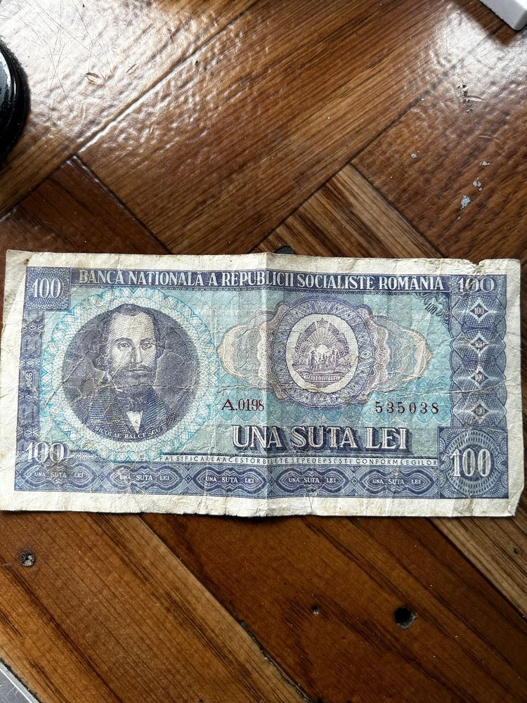 Bancnota de una suta lei 1966 seria A.01 URGENT!