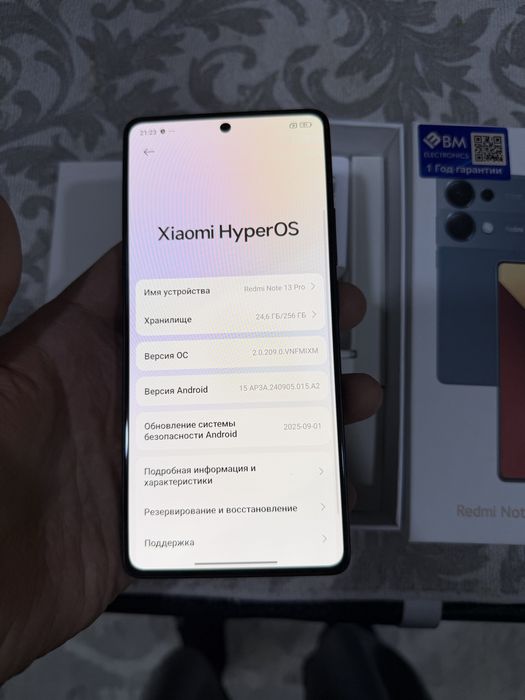 Redmi not 13 pro pamit 8.256g holati ideal karopka dak kamplekt