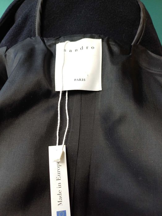 Palton lana bleumarin Sandro Paris