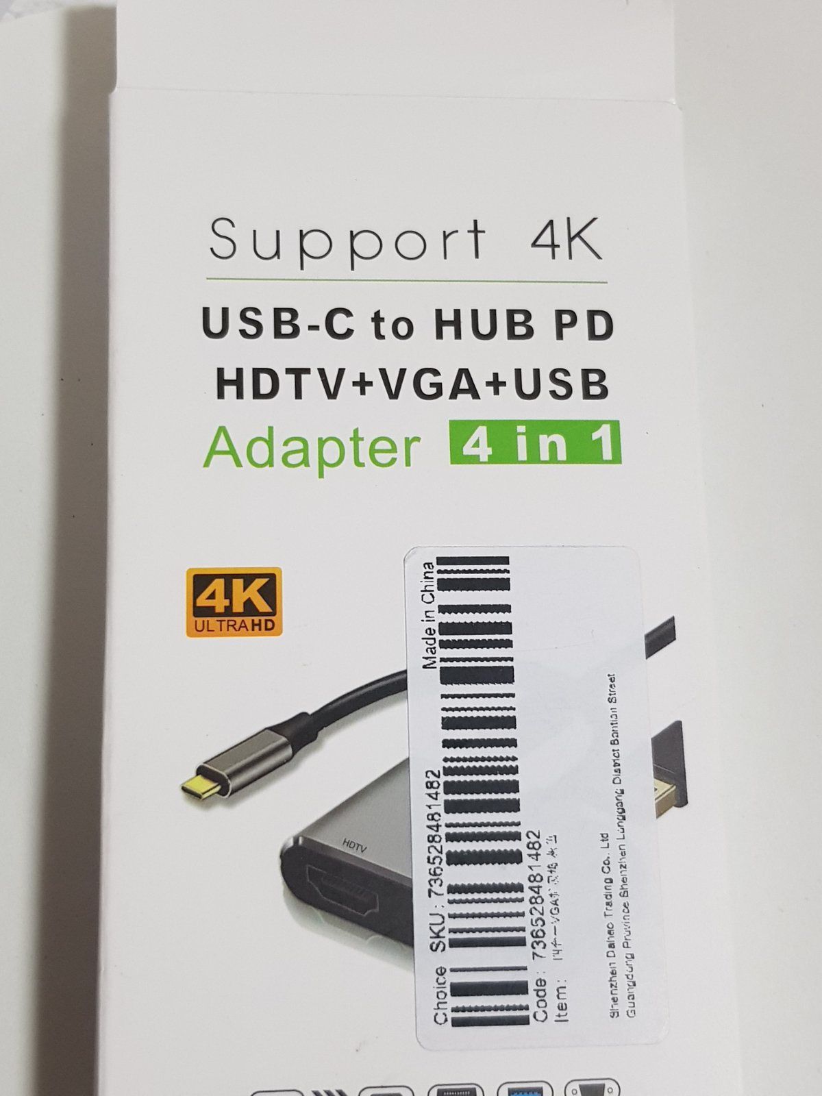 USB-C hub кьм  VGA hdmi PD USB 3 за лаптоп, таблет, смартфон усб хъб