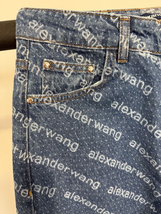 Blugi Alexander Wang logo crystal hotfix wide leg