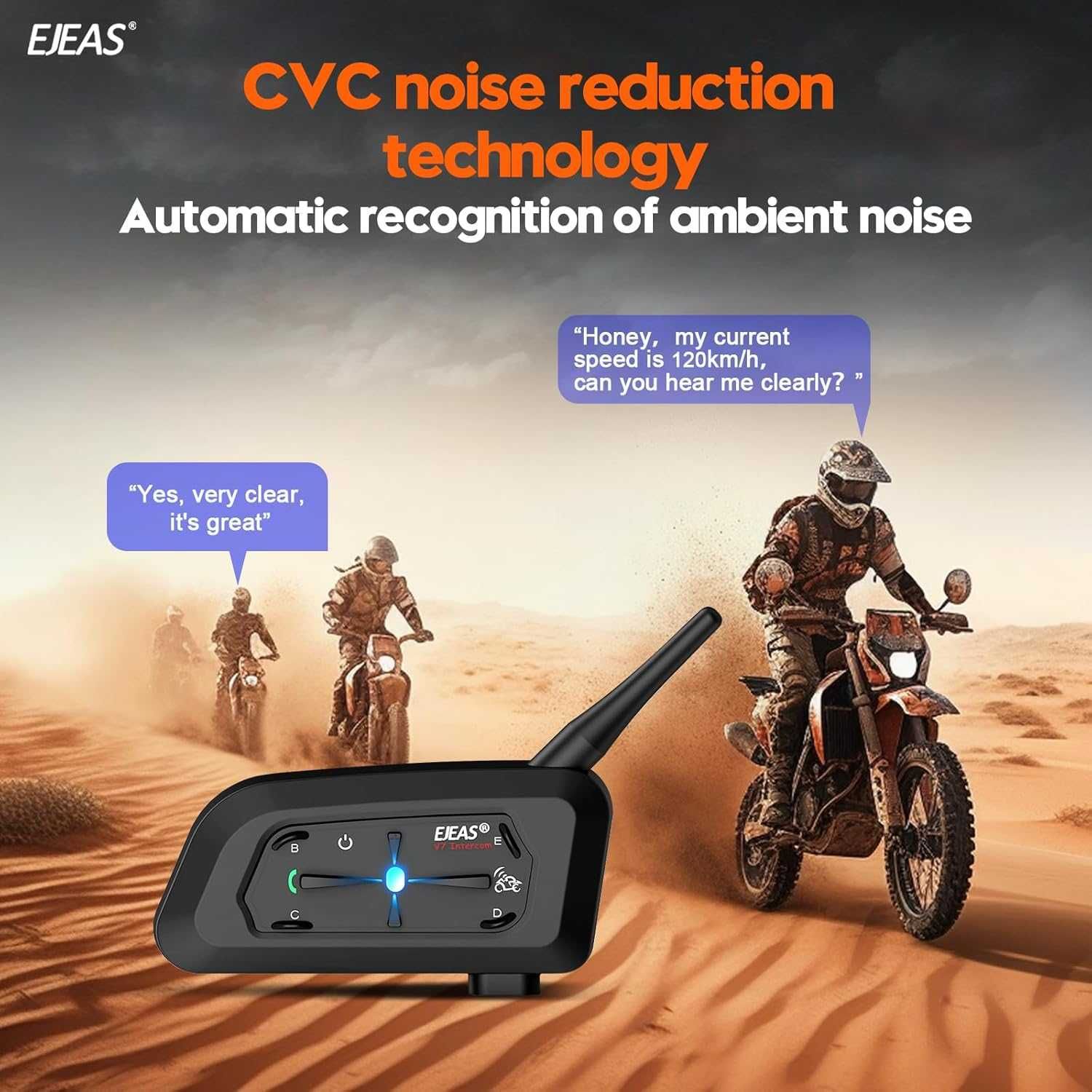 EJEAS V7 Bluetooth интерком за мото каска 7 ездача 1200M