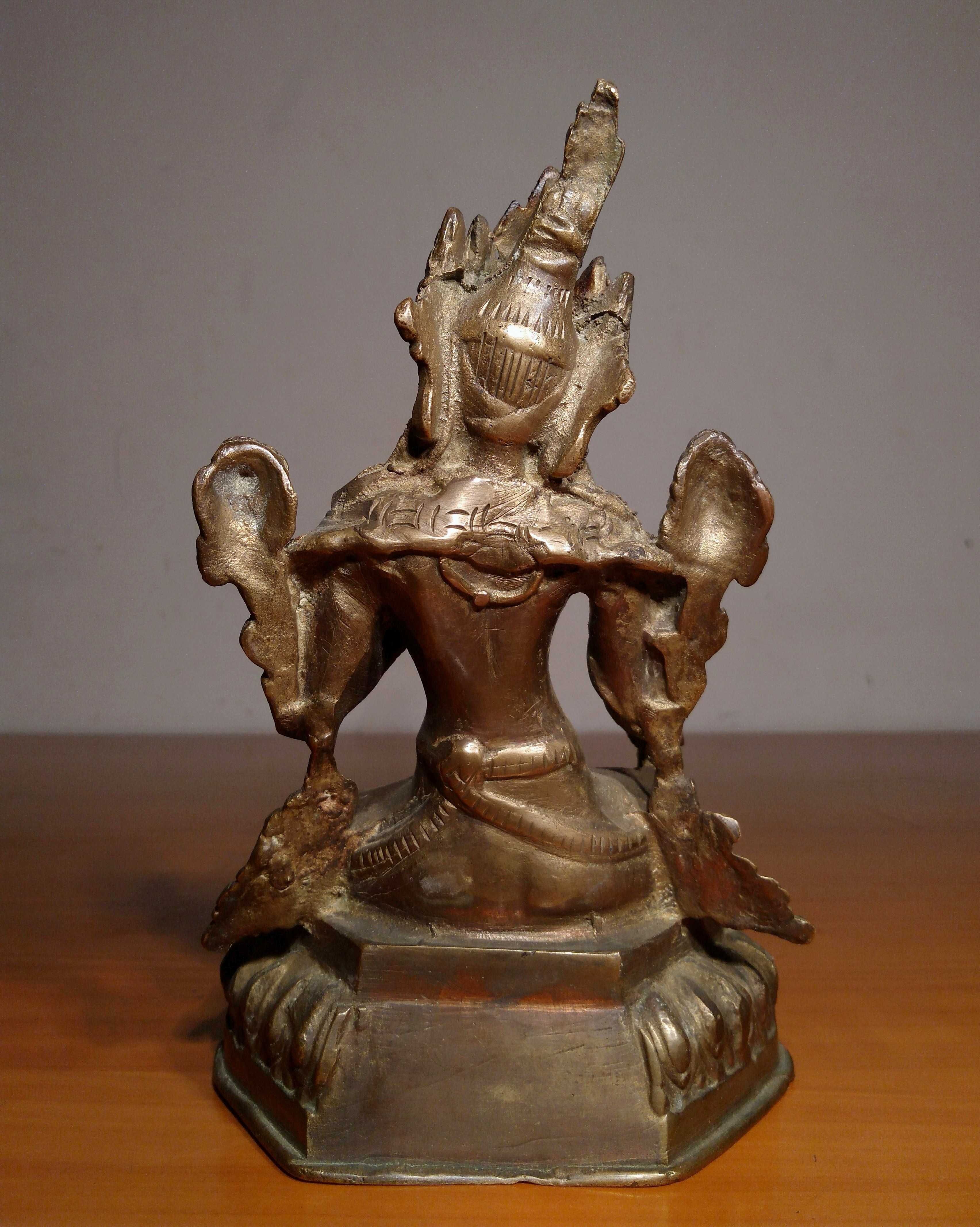 Statueta tibetana Tara Verde, din bronz | Statueta Feng Shui veche