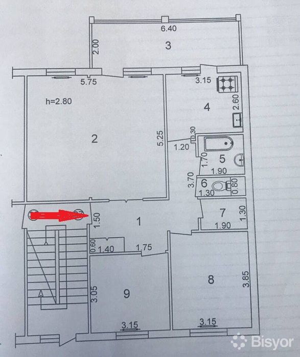 Продаётся 4/5/5 Карасу-4 Без ремонта удвоенный зал 92м2