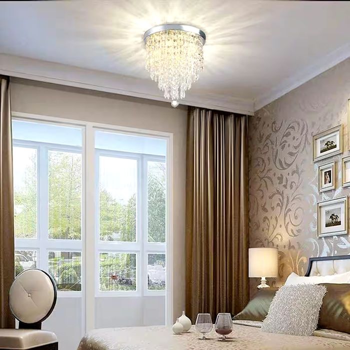 Plafoniera candelabru din cristal din oțel inoxidabil