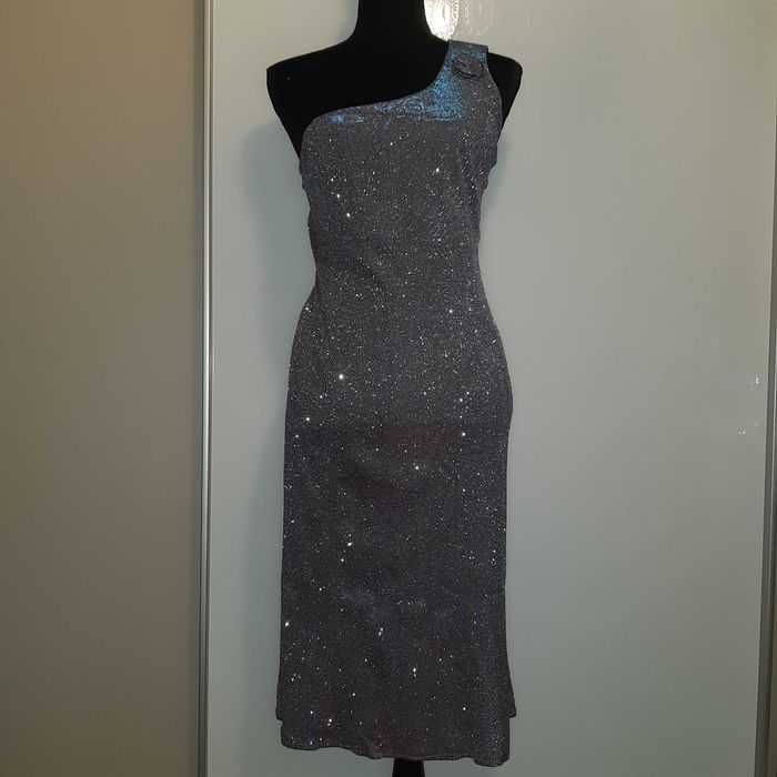 Rochie sclipici Revelion/nunta lurex pe un umar Noua