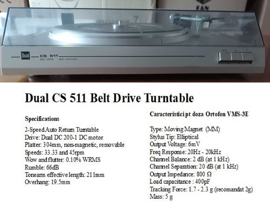 Pickup deck DUAL, model CS 511, CS 505-1, CS 505-3.