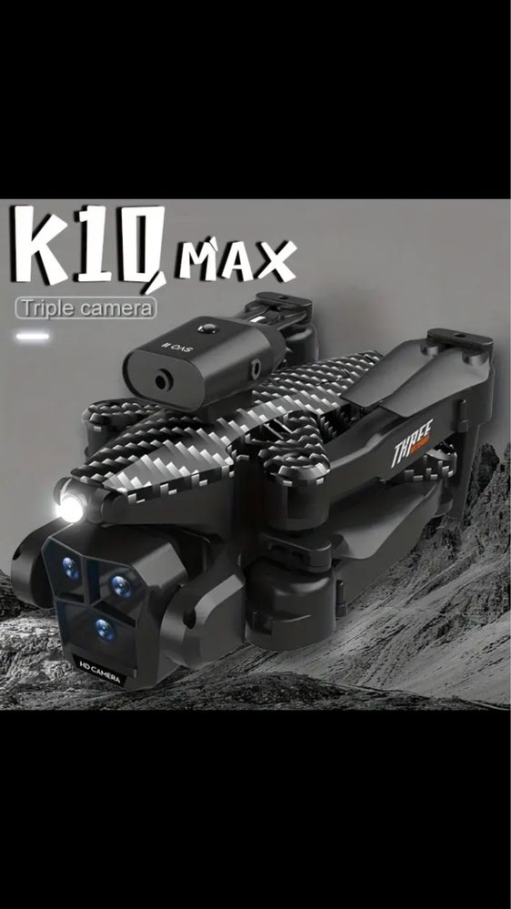 Mini Drona k10 carbon pro cu 3camere ajustabila hd si una fixa +app