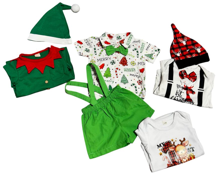 Лот КОЛЕДНИ дрехи за бебе 3-6 месеца за Фотосесия