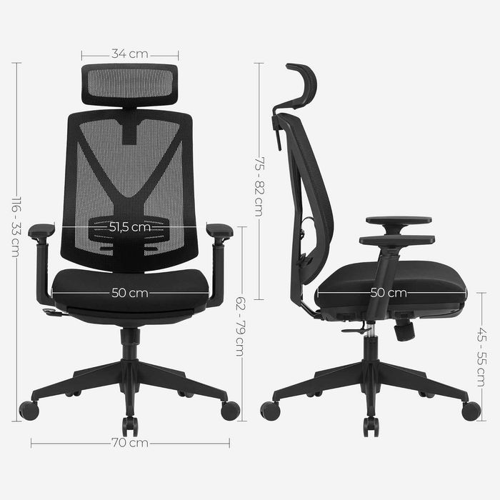 Ергономичен офис стол SONGMICS OBN61BKV1