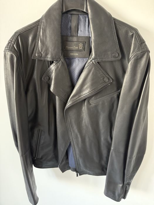 Geaca piele Massimo Dutti negru barbateasca originala M L