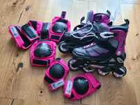 Role Rollerblade reglabile + set complet protecții – mărime 33-36.5 EU