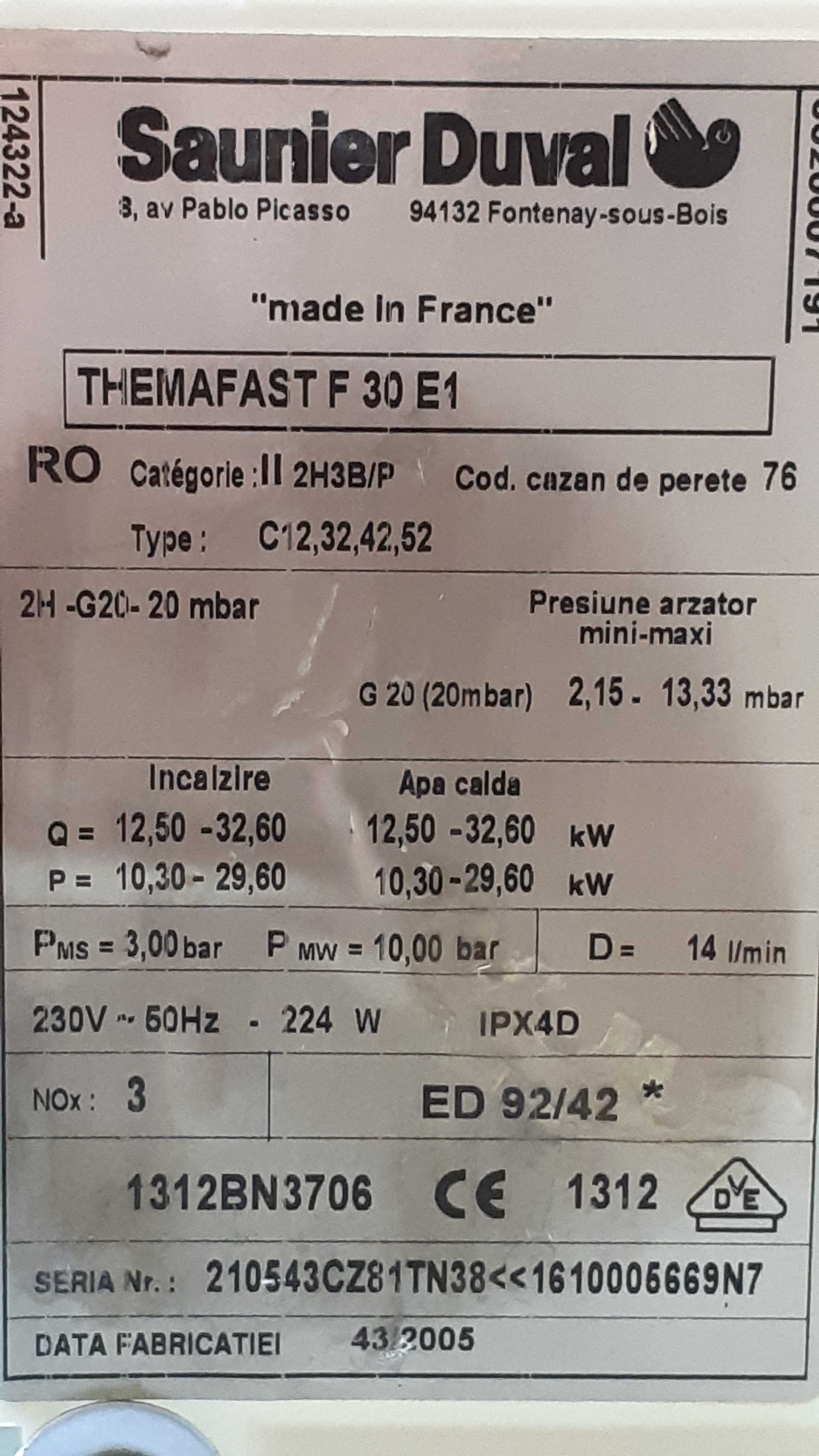 Piese de schimb  centrala SAUNIER DUVAL Thema FAST F30 E1