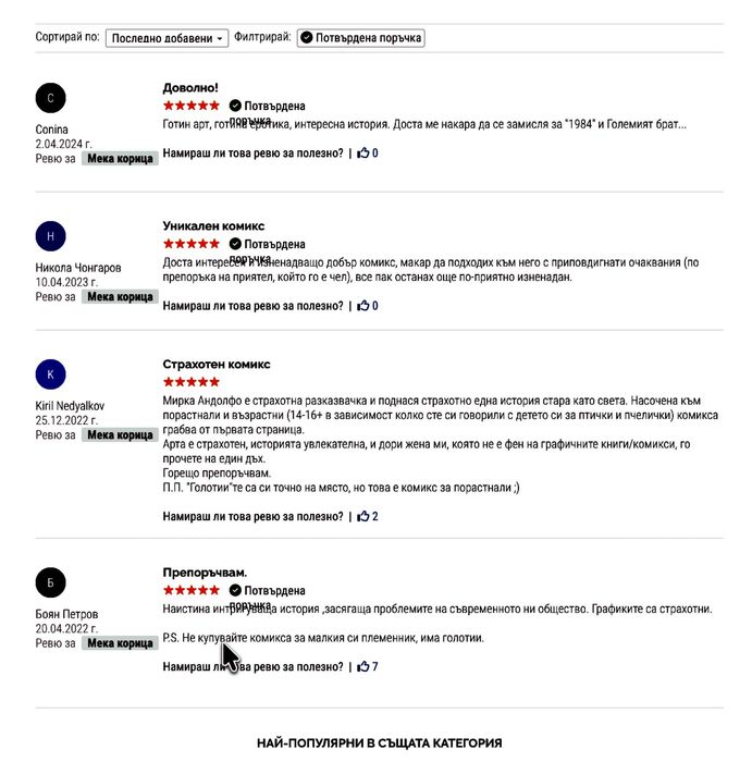 Комикси за възрастни-Колекция „Противоестествено“