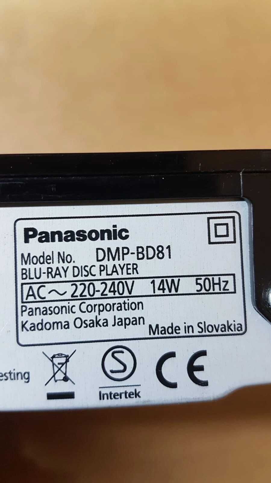 Blu-Ray Disc Player Black- Full HD 1080p Panasonic Smart Network