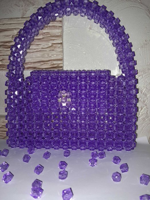 Женская фиолетовая Сумка из Бусин