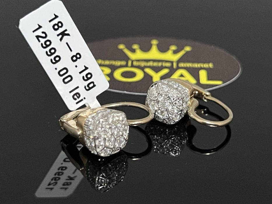 Bijuteria Royal CB : Cercei aur 18K  8,19 grame 65 diamante naturale