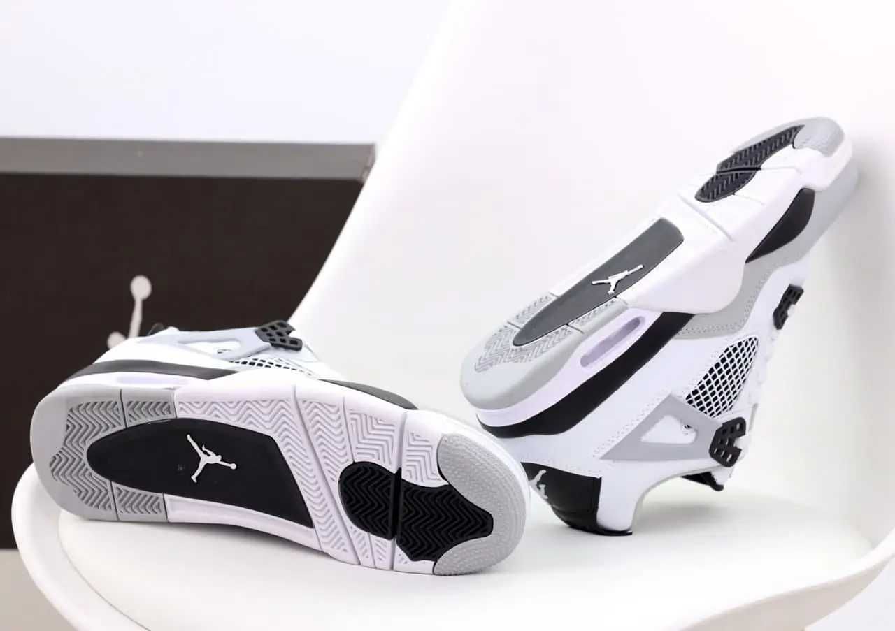 Женские кроссовки Air Jordan 4 Retro, кожа, белый, серый, черный