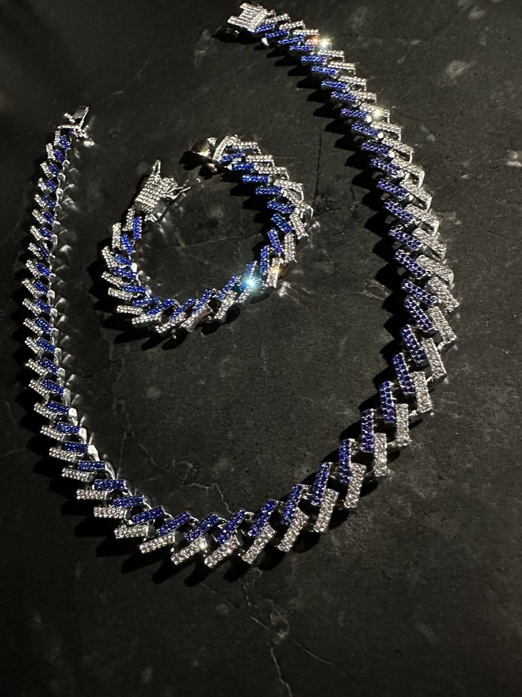 Set cuban link blue-silver