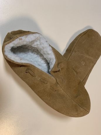 Papuci de casa piele leather suede slippers  size 40