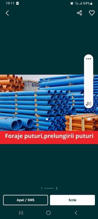 Executam foraje puțuri apa și denisipări