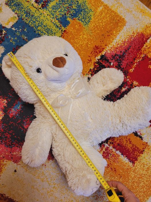 Urs de Plus Crem Pufos 50cm Inaltime, Lățime +40cm,