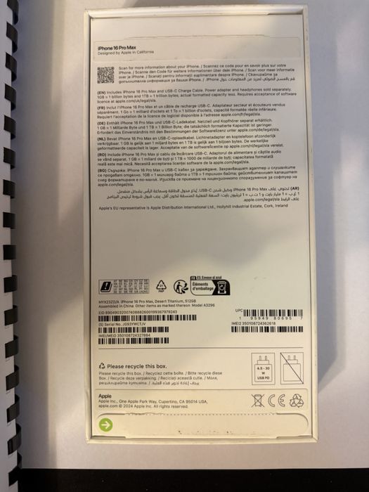 Iphone 16 pro max 512gb desert  titanium stare 10/10