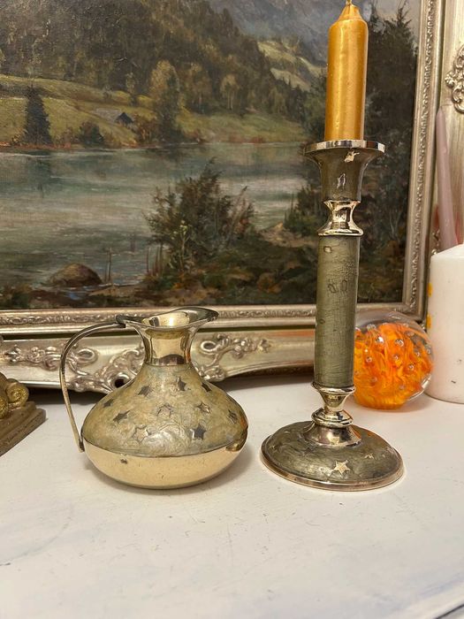 DN220 Set 2 obiecte frumoase de bronz cloisonne stelute 700g 10si20cmh