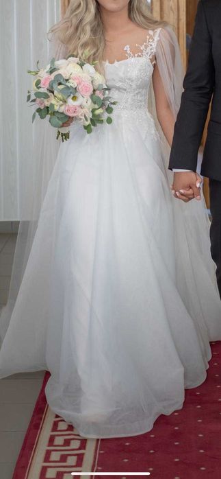 Rochie de mireasa+cadou halat satin "Bride"