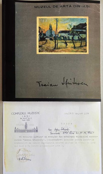 Traian Sfintescu (1905-1959) Tablou Peisaj In Cismigiu pe banca