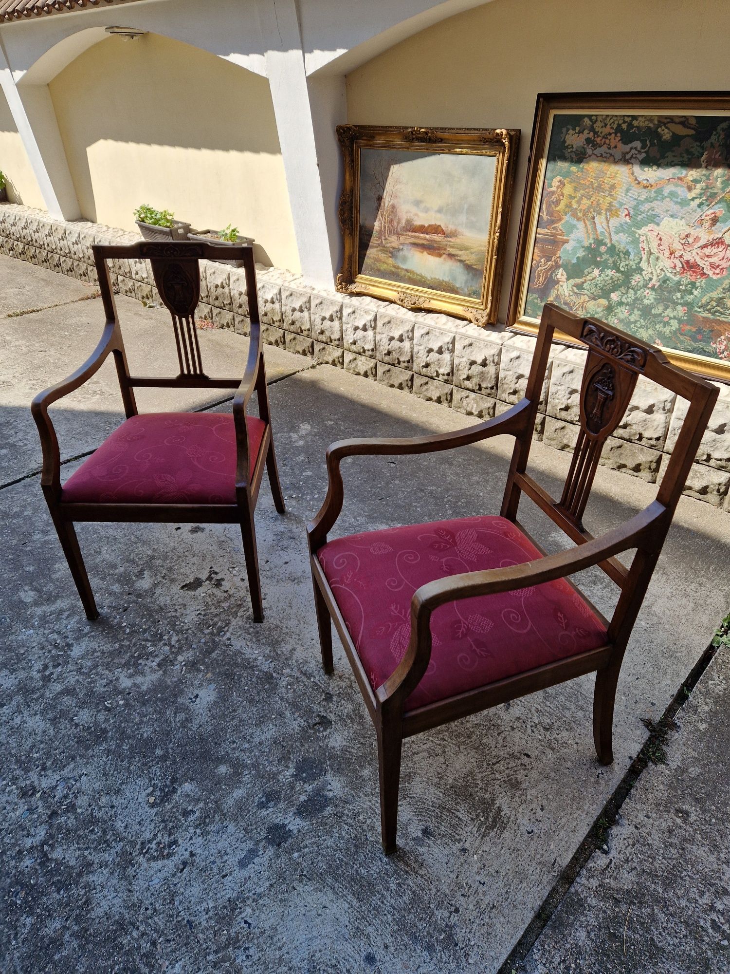 Прекрасен чифт антикварни немски столове кресла Biedermeier