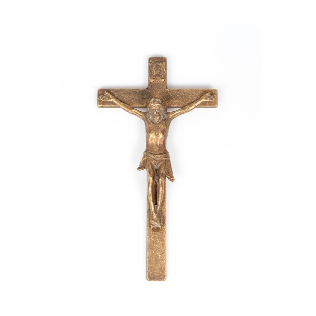 Crucifix Baroc din Alamă *** vintage / antic / vechi / retro ***
